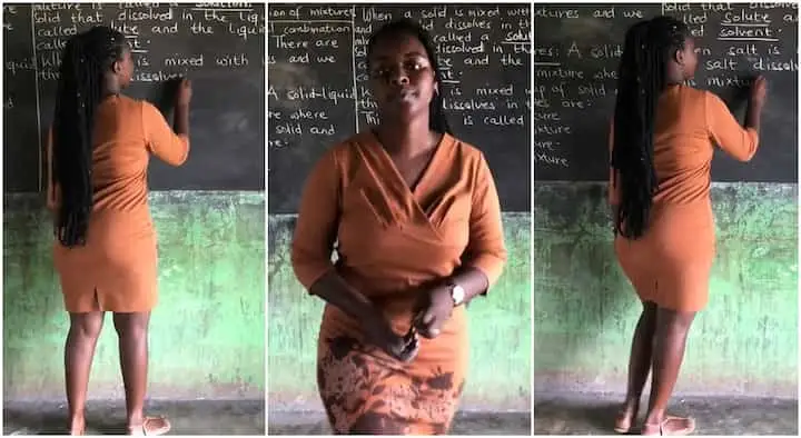 “I Like Her Very much”- Reaction as Female Teacher With Perfect Shape Writes on Blackboard Video Goes Viral