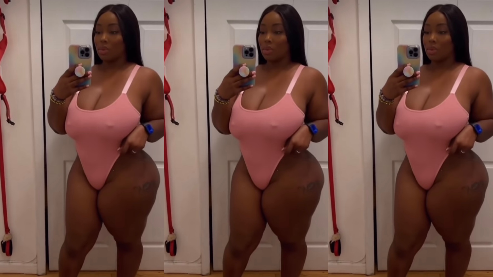 Africa lady on pink playsuit show off her natural h!ps (watch video here)