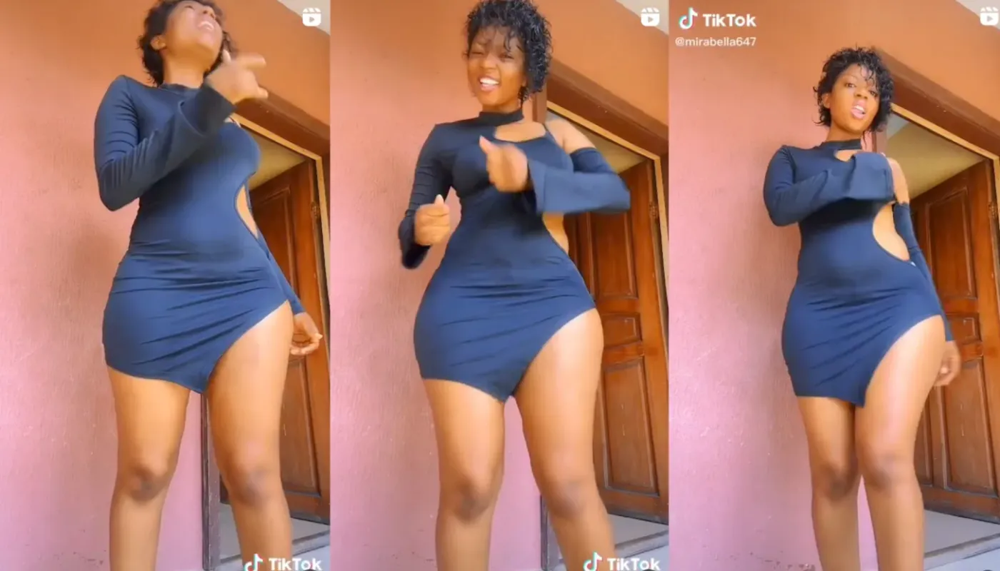 Lady flaunts her big yanch while dancing to a Ghanaian song