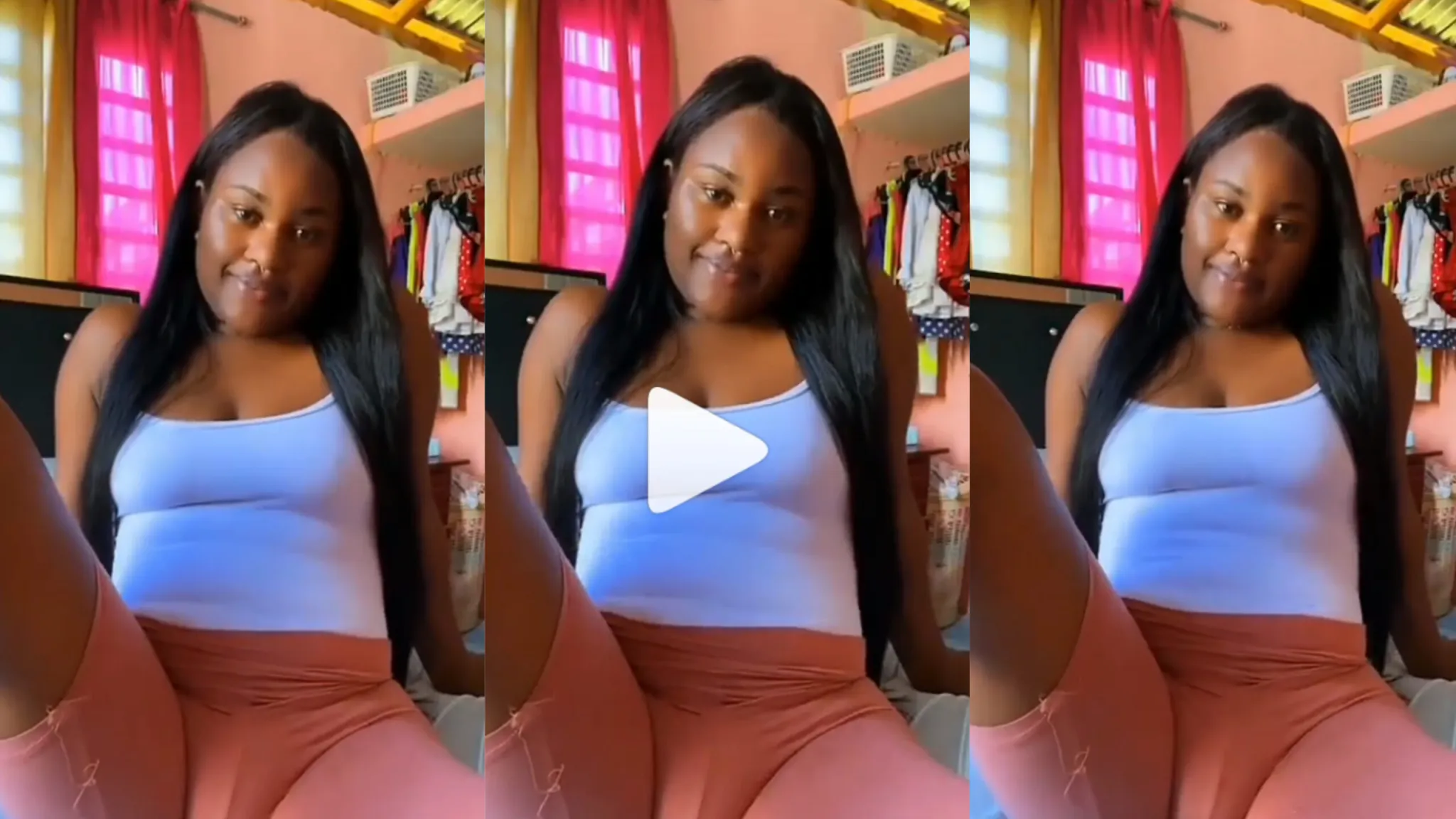 Beautiful Ebony Lady flaunts her Goodies, without close up – Video