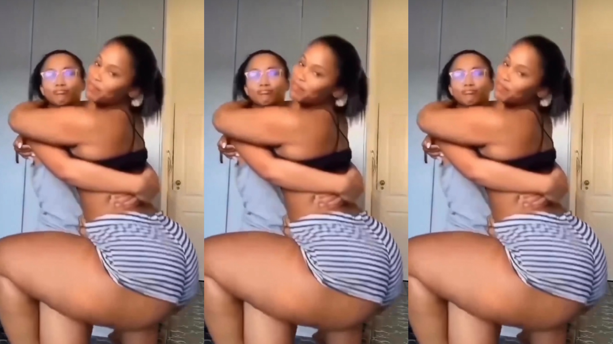 “She carry her” Thick lady was seen carrying by her slim friend.(watch the video here)