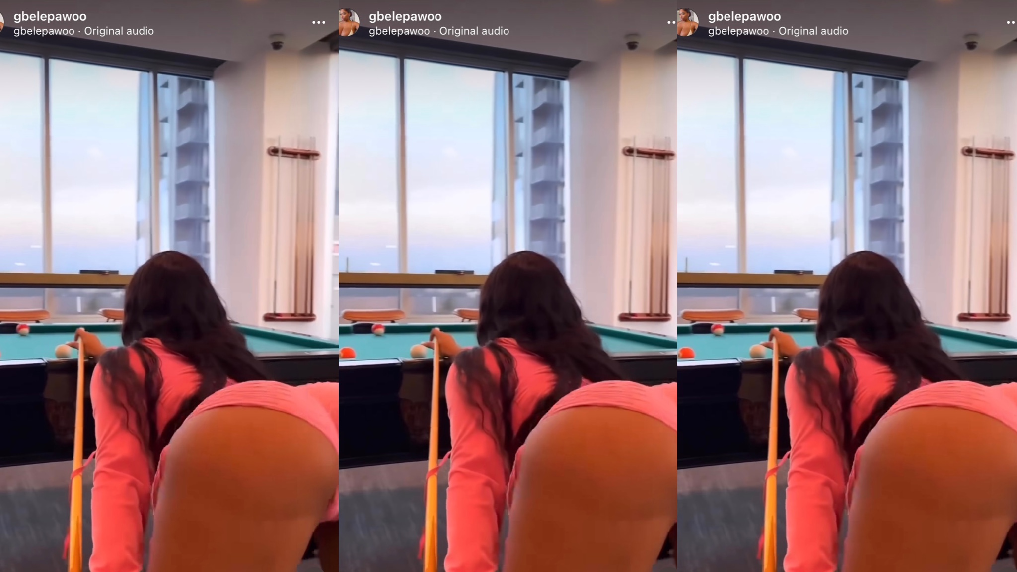 Lady shakes off her backside while playing snookers – Watch the video