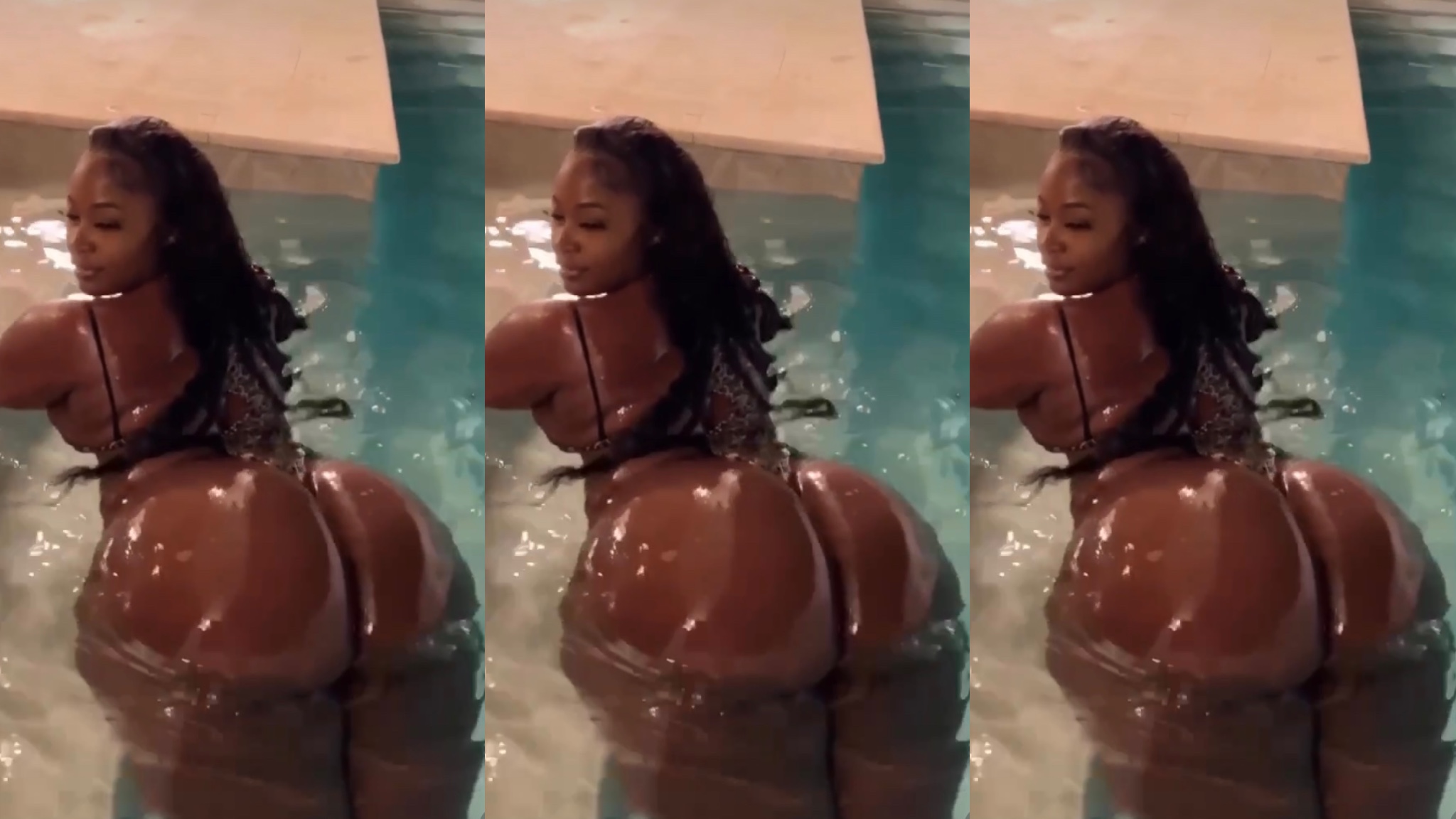 (So Juicy) beautiful lady flaunt her natural h!ps and curves in water (watch the video here)